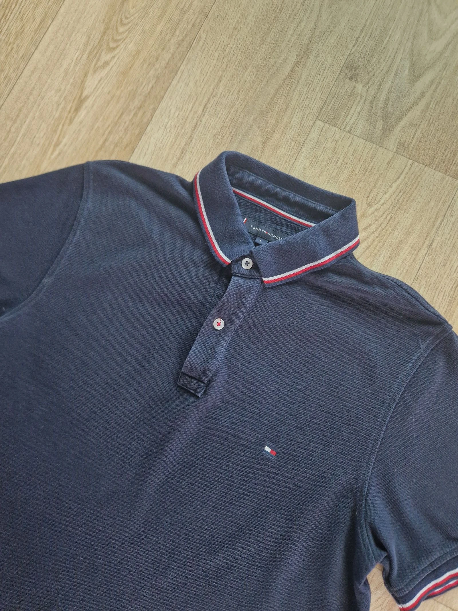Polo Tommy Hilfiger hombre azul marino Slim Fit talla L algodón orgánico – photo 3